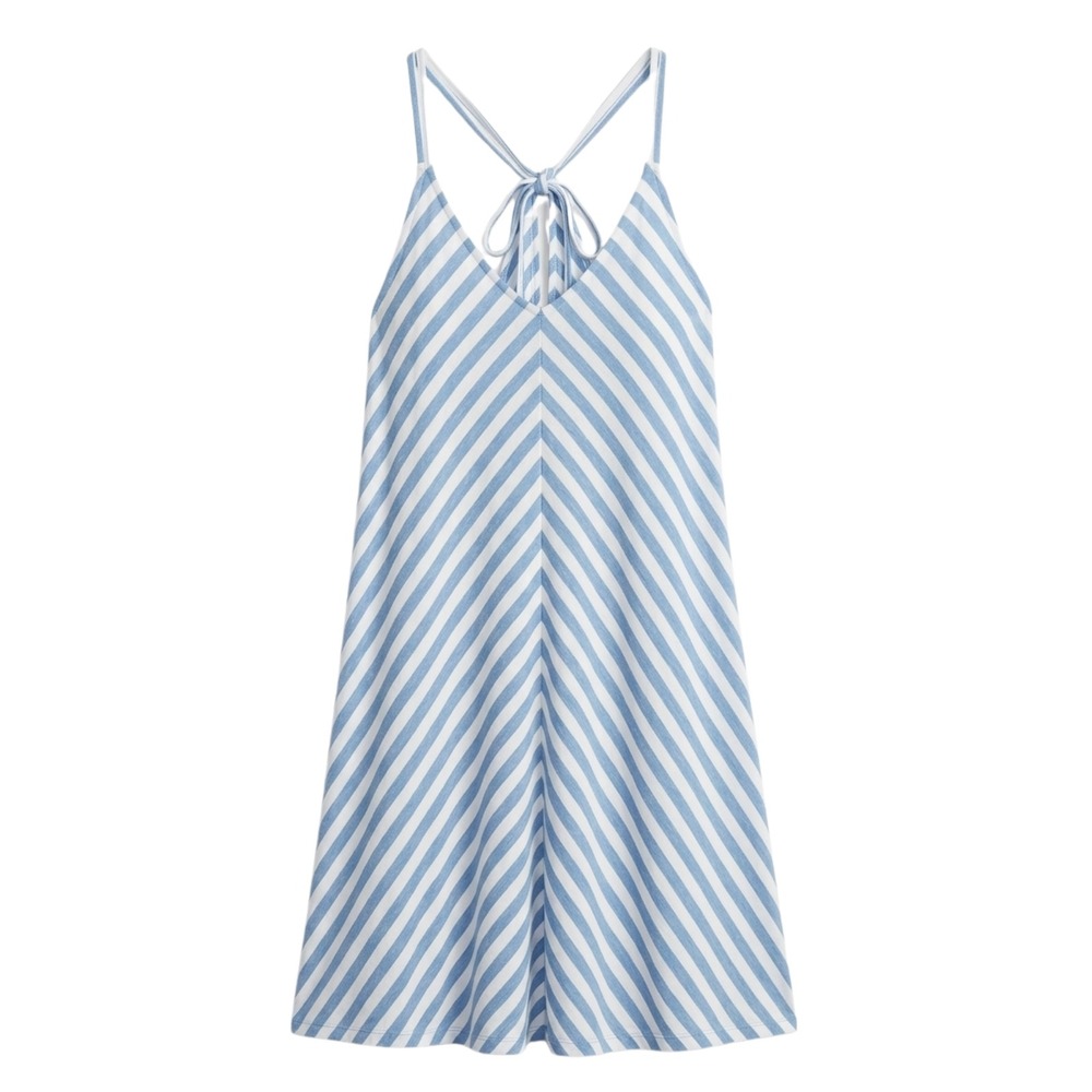 Billabong Blue White Striped Mini Dress Adjustable Tie Back Womens Medium
